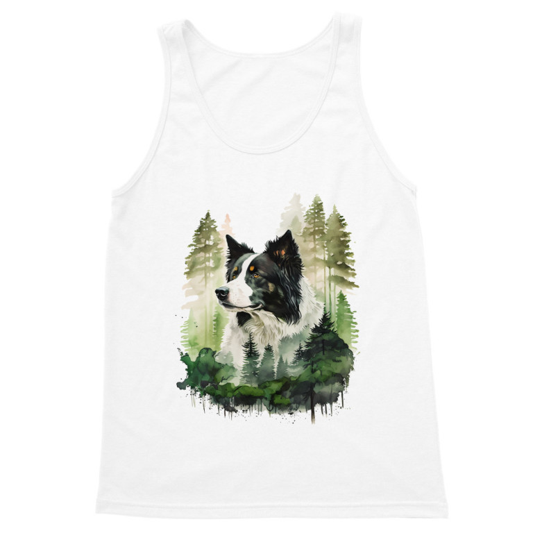Border Collie Watercolor Forest