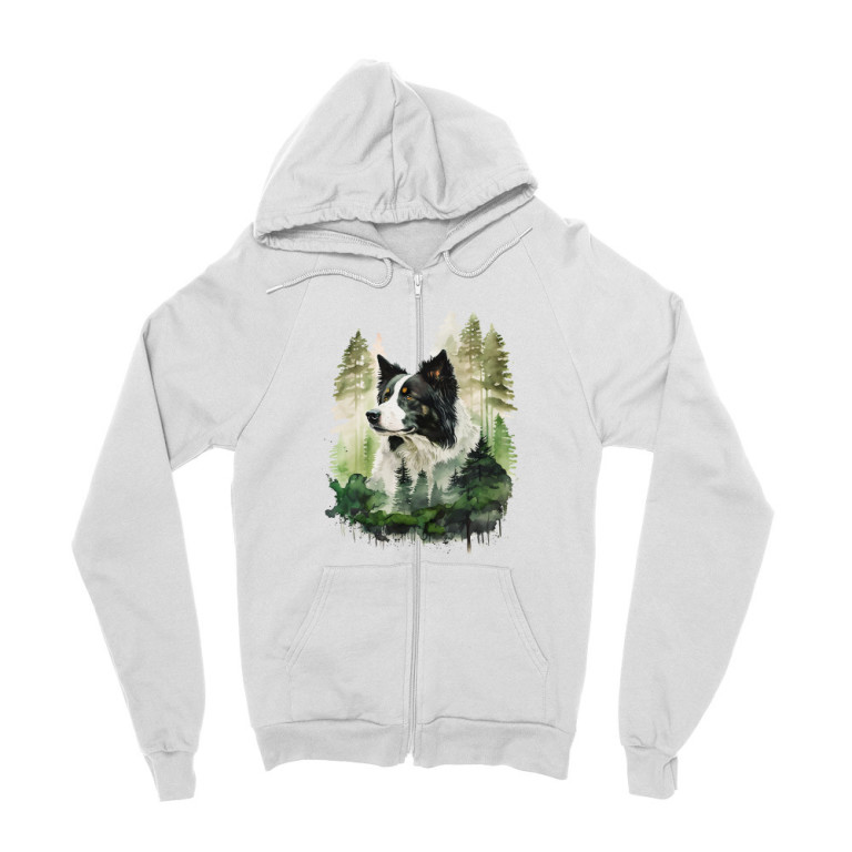 Border Collie Watercolor Forest