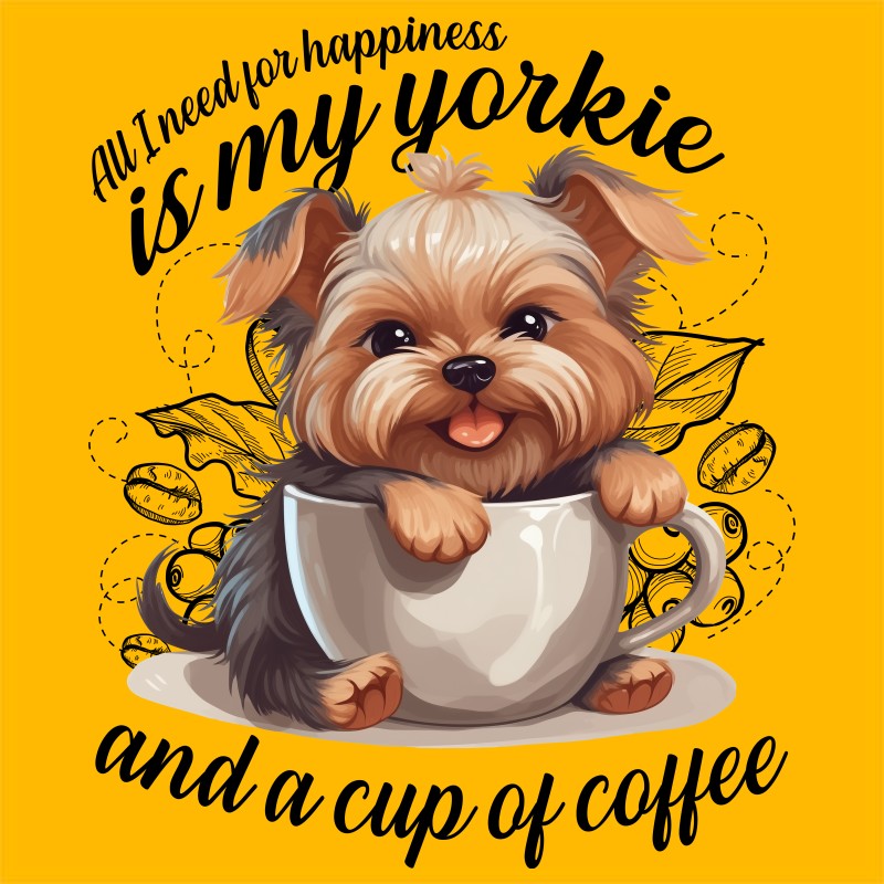 Yorkie and coffee