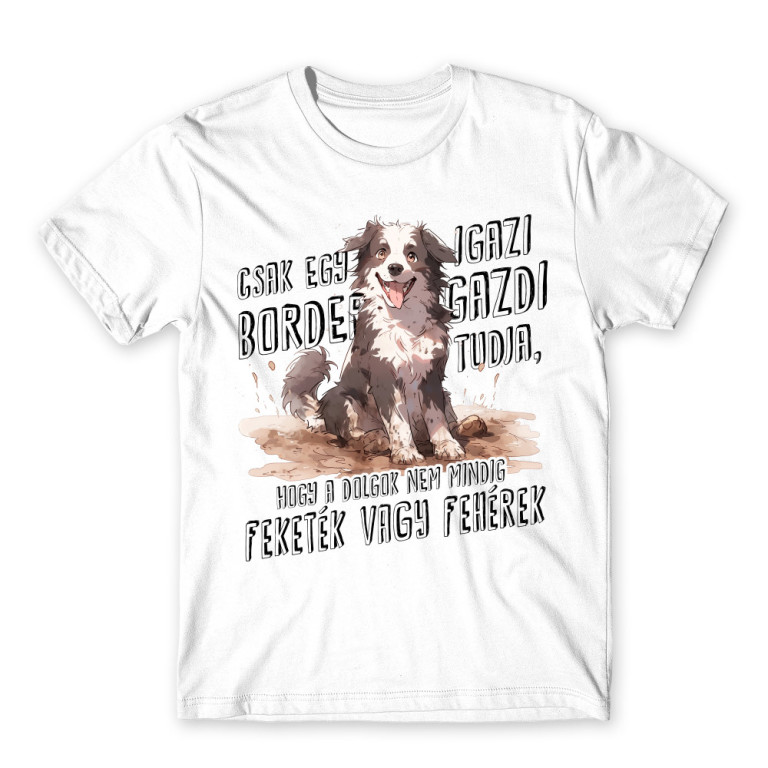 Fekete és fehér - Border Collie - Férfi Póló