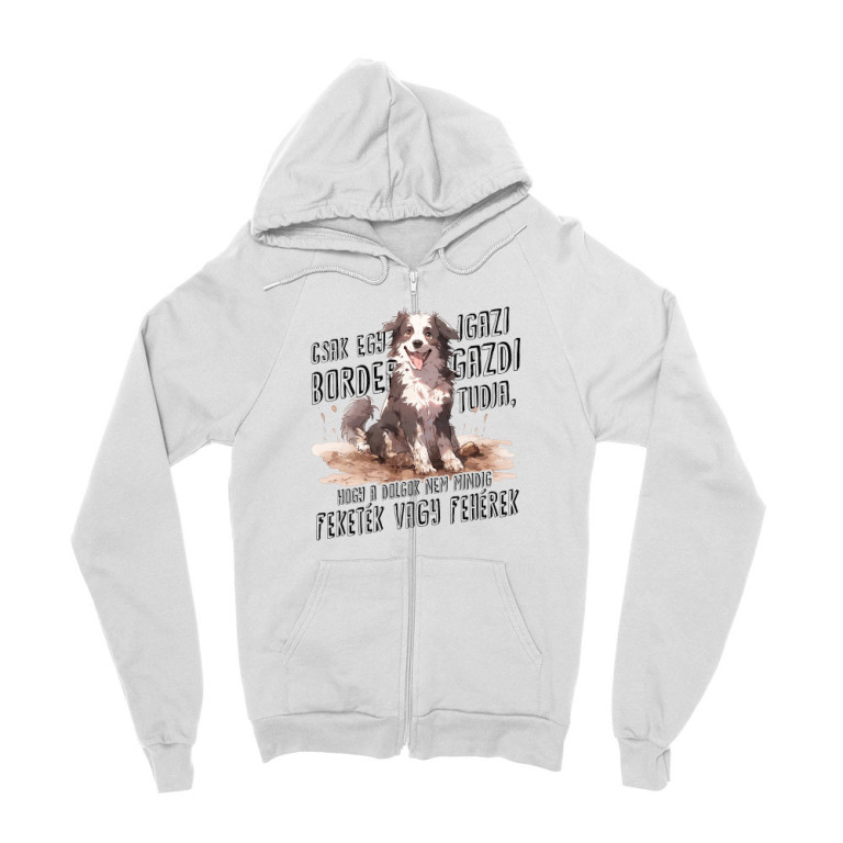 Fekete és fehér - Border Collie - Zipzáros Pulóver