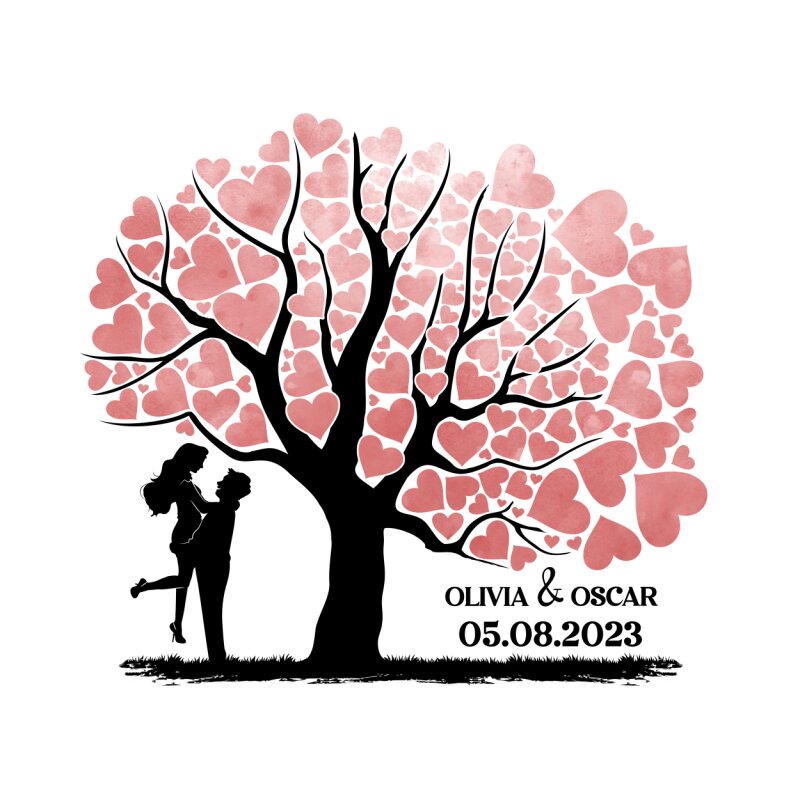 Unique wedding guestbook - Love silhouette
