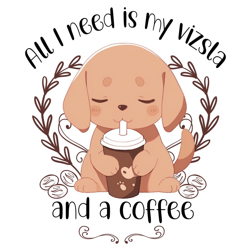 Vizsla and coffee