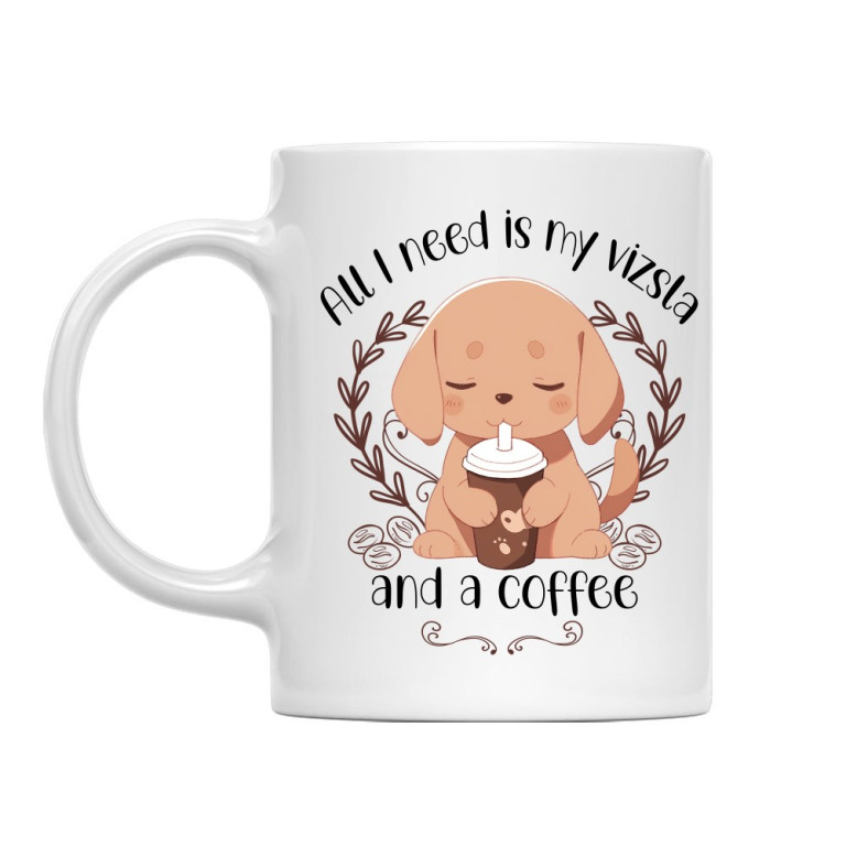 Vizsla and coffee