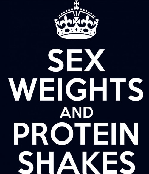 Sex weights and protein shakes Edző Pólók, Pulóverek, Bögrék - Stílus