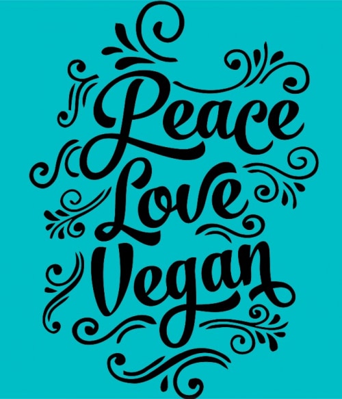 Peace love vegan Vegetáriánus Pólók, Pulóverek, Bögrék - Vegetáriánus