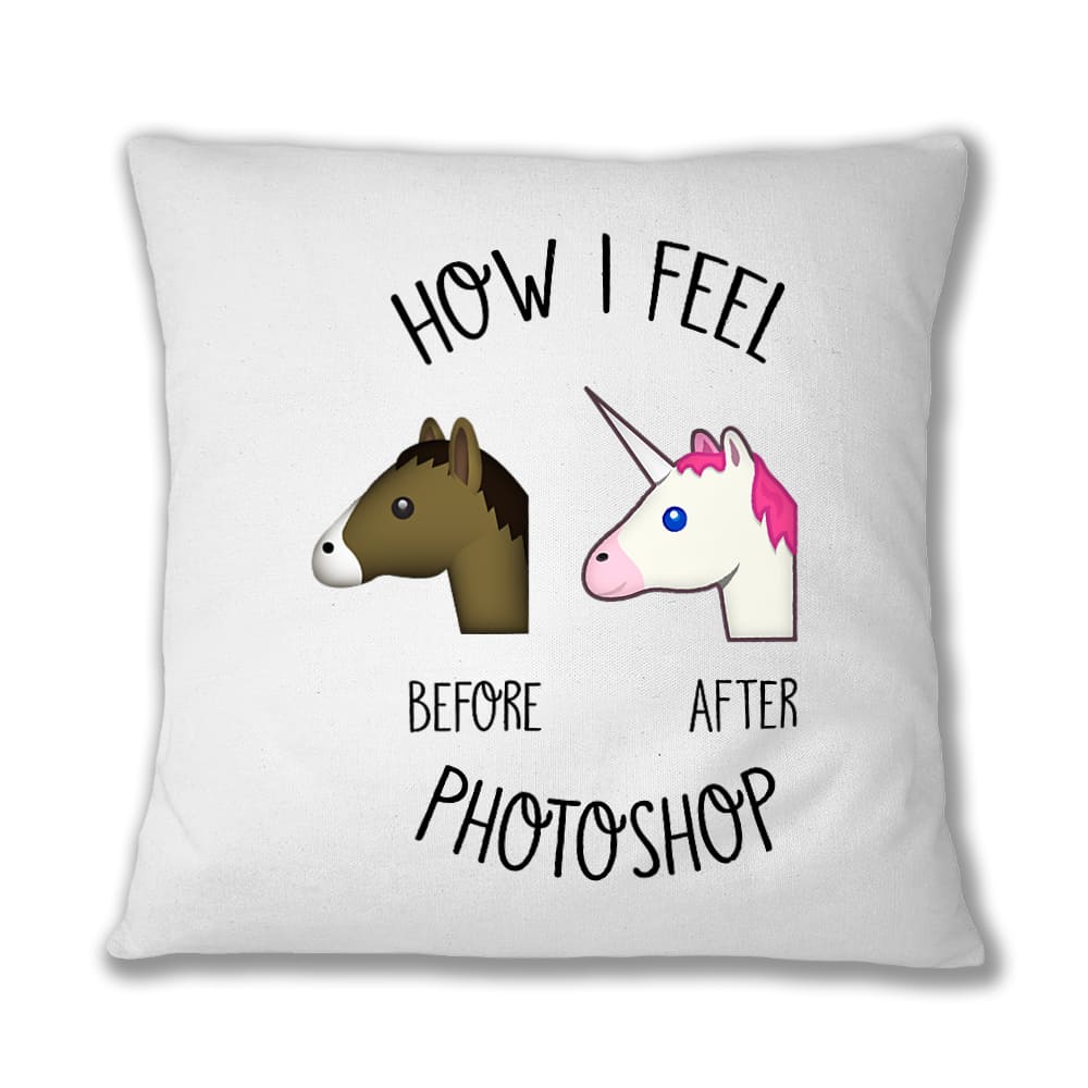Before After Photoshop Unicorn Párnahuzat