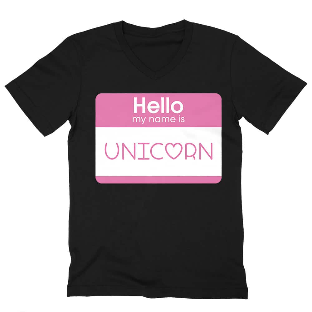 Hello my name is unicorn Férfi V-nyakú Póló
