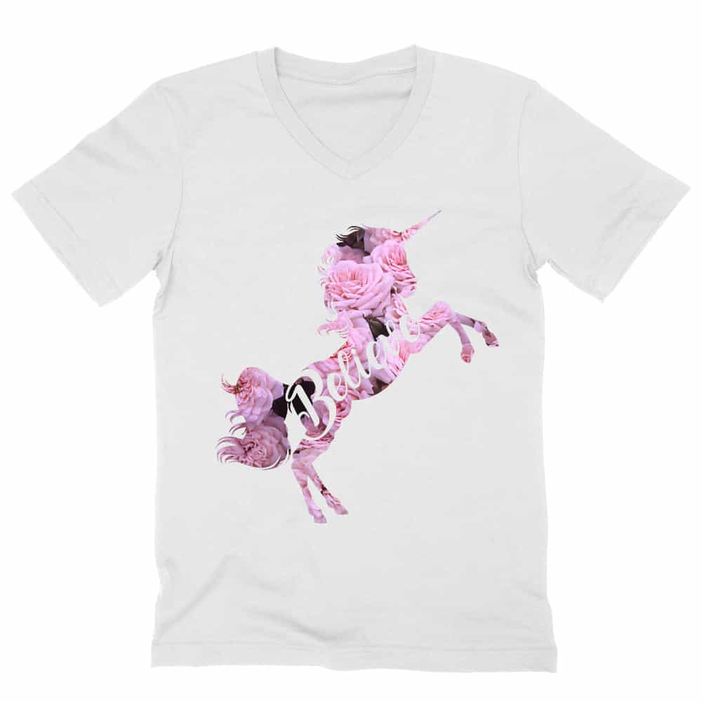 Unicorn believe Férfi V-nyakú Póló