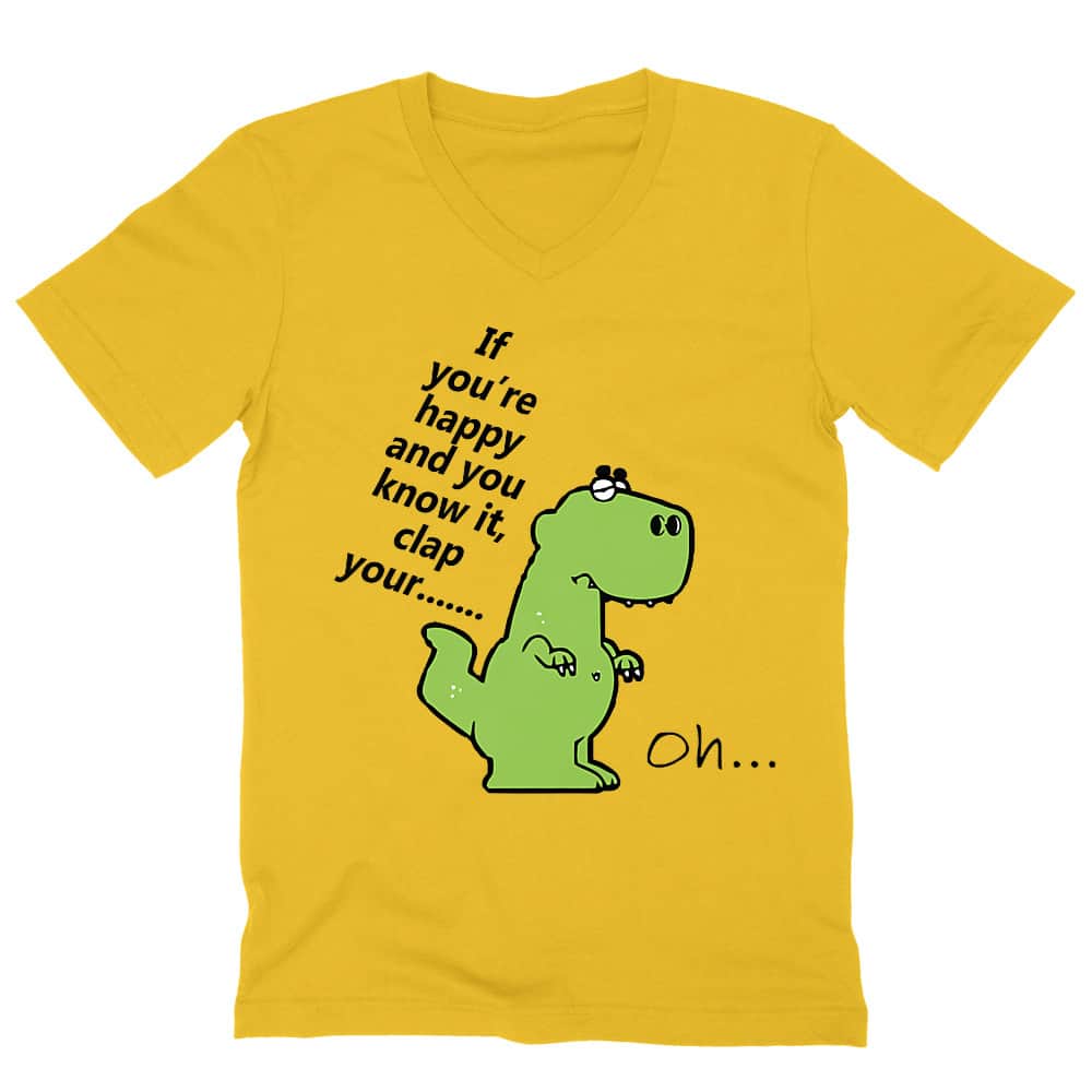 Happy T-rex Férfi V-nyakú Póló