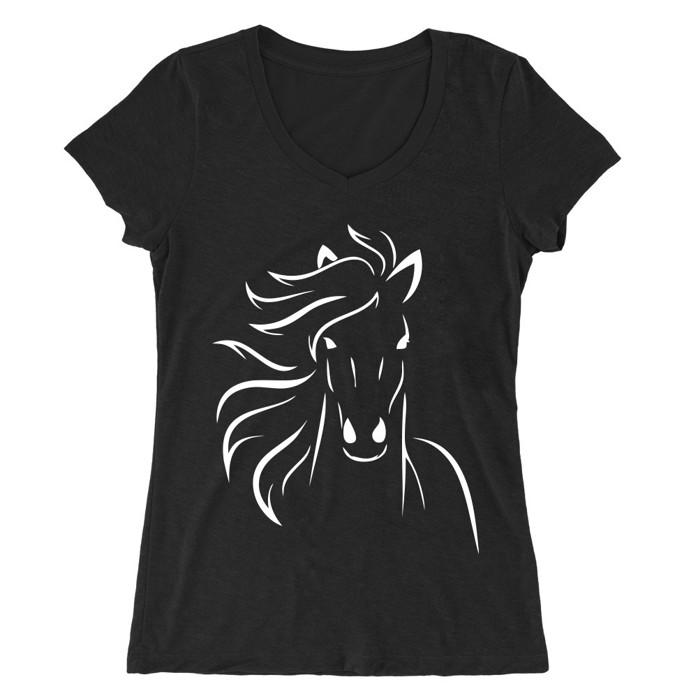 Horse Lineart Női V-nyakú Póló