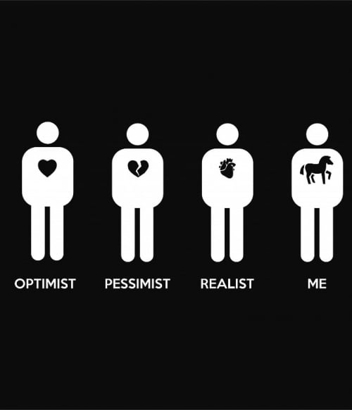 Optimist Pessimist Realist Horse Lovas Pólók, Pulóverek, Bögrék - Lovas