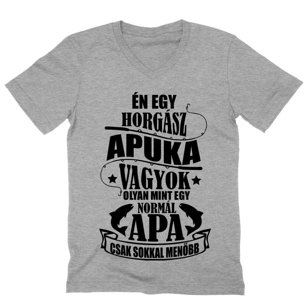 Horgász Apa Férfi V-nyakú Póló