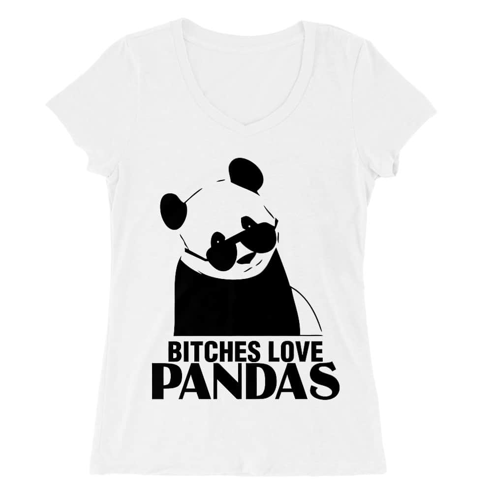 Bitches Love Pandas Női V-nyakú Póló
