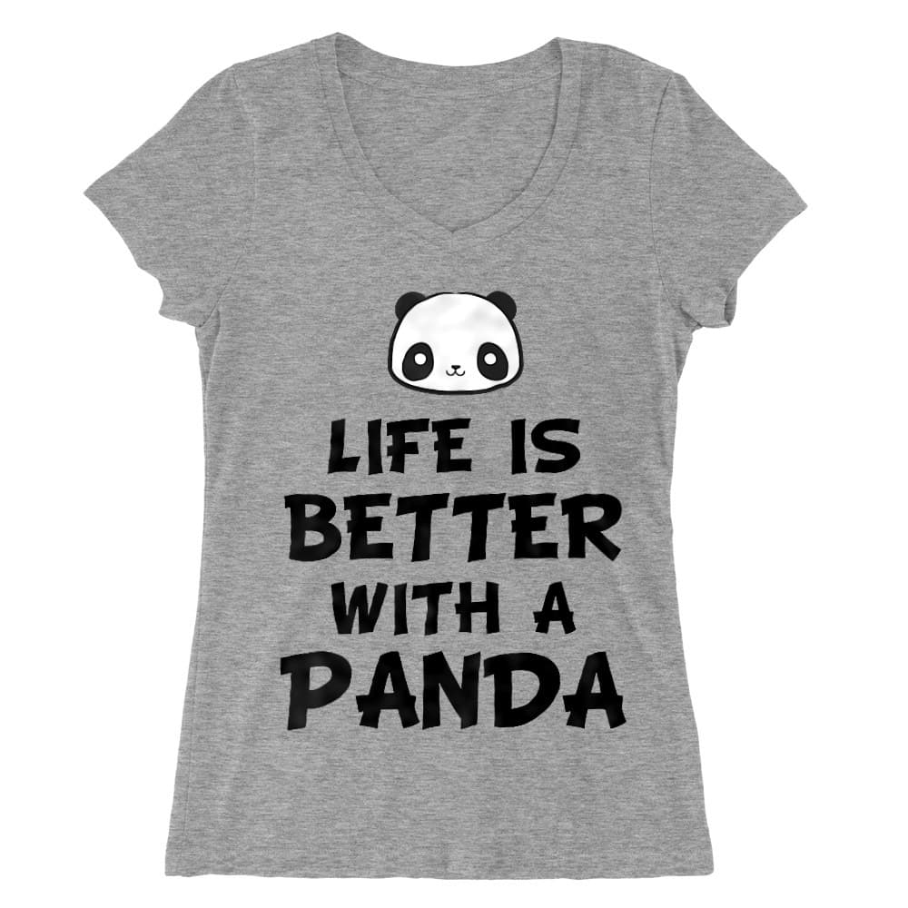 Life is better with a Panda Női V-nyakú Póló