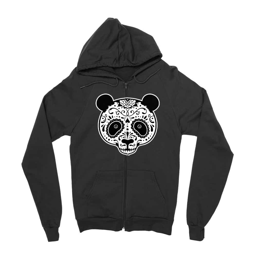 Panda Skull Zipzáros Pulóver