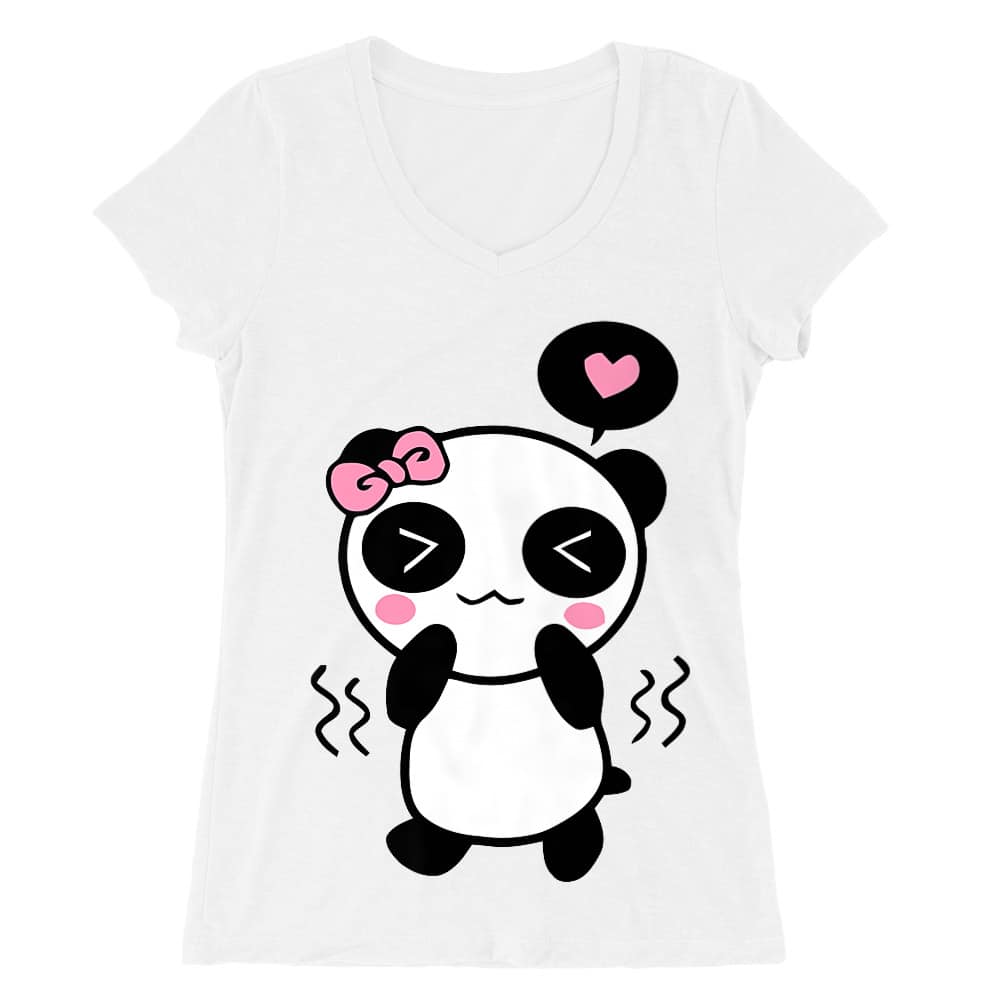 Panda Girl Női V-nyakú Póló