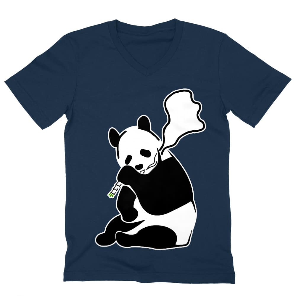 Smoking Panda Férfi V-nyakú Póló