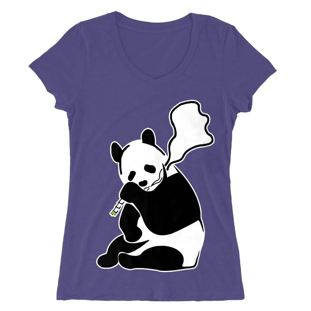 Smoking Panda Női V-nyakú Póló