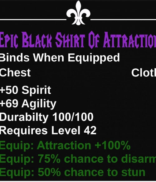 Epic Black Shirt Of Attraction Gaming Pólók, Pulóverek, Bögrék - World of Warcraft