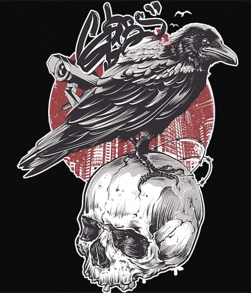 Raven skull Koponyás Pólók, Pulóverek, Bögrék - Stílus