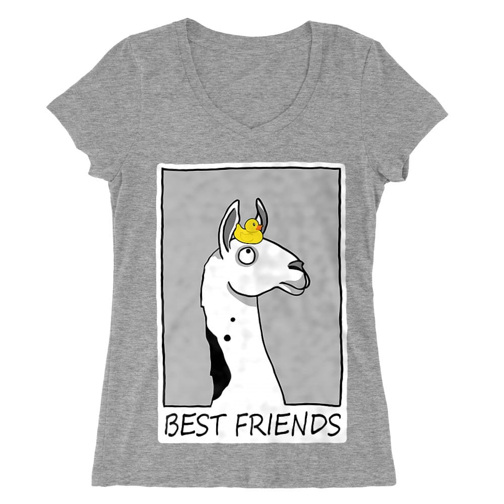 Best friends llama Női V-nyakú Póló