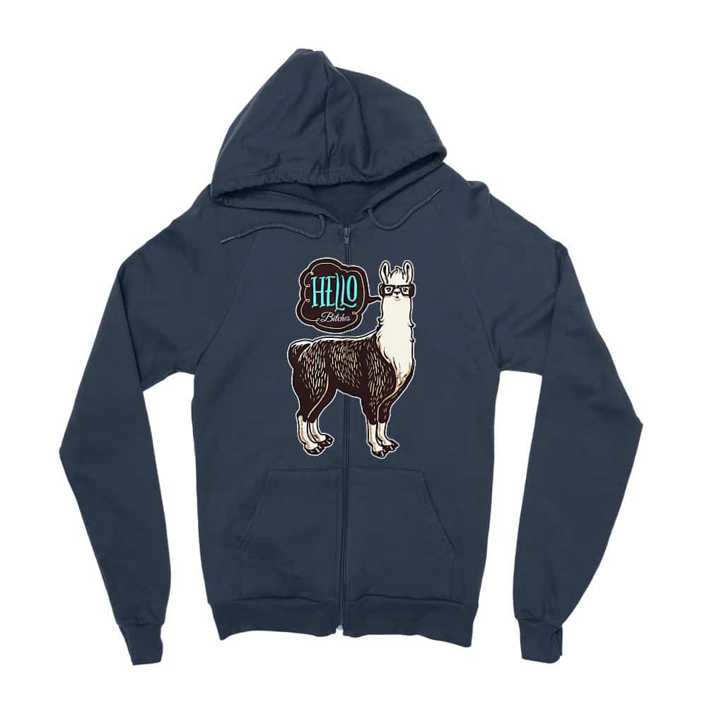 Hello bitches llama Zipzáros Pulóver