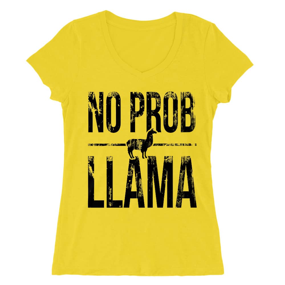 No prob llama Női V-nyakú Póló