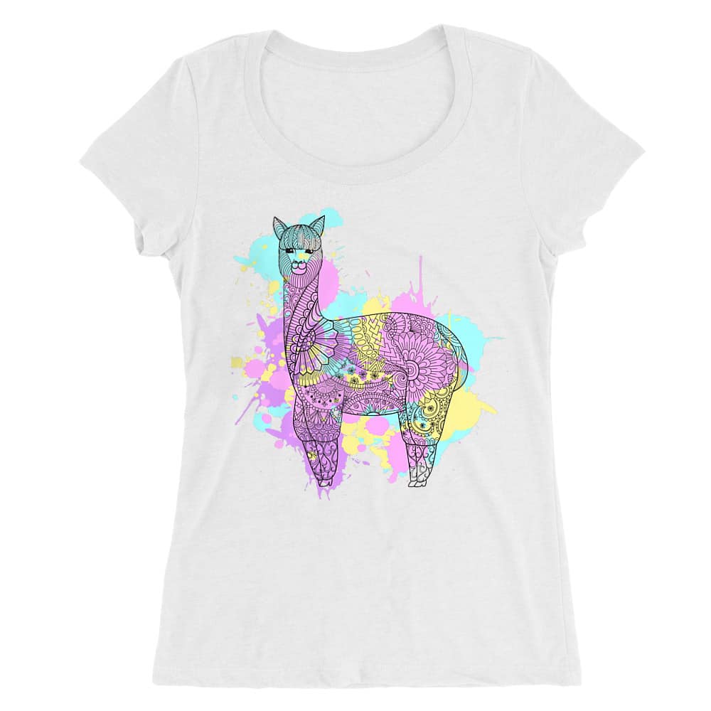 Watercolor llama Női O-nyakú Póló