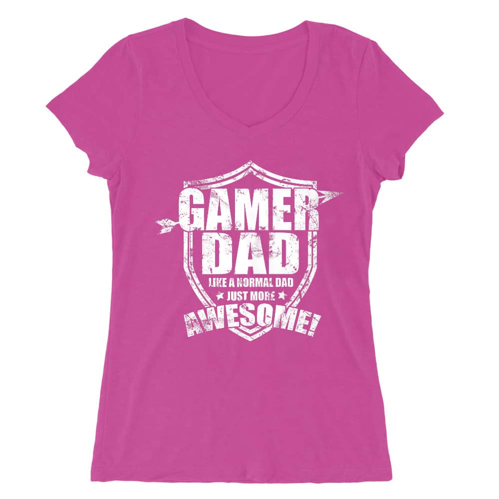 Awesome gamer dad Női V-nyakú Póló