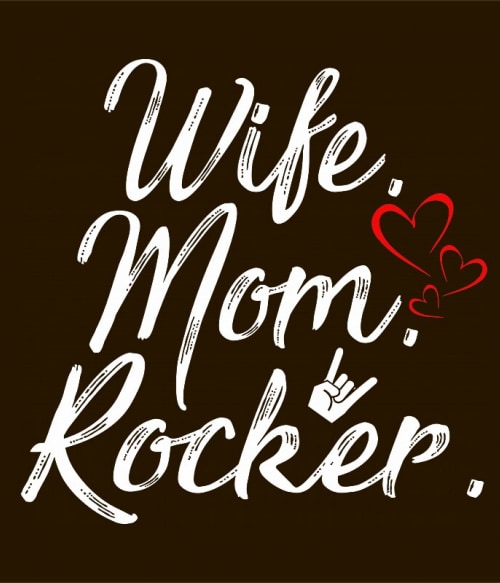 Wife mom rocker Rocker Rocker Rocker Pólók, Pulóverek, Bögrék - Zene