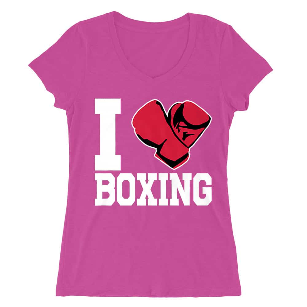 I Love Boxing Női V-nyakú Póló