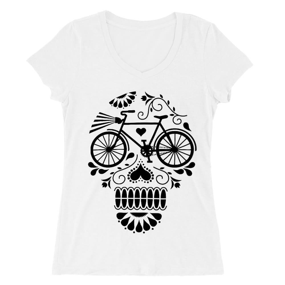 Bicycle Skull Női V-nyakú Póló