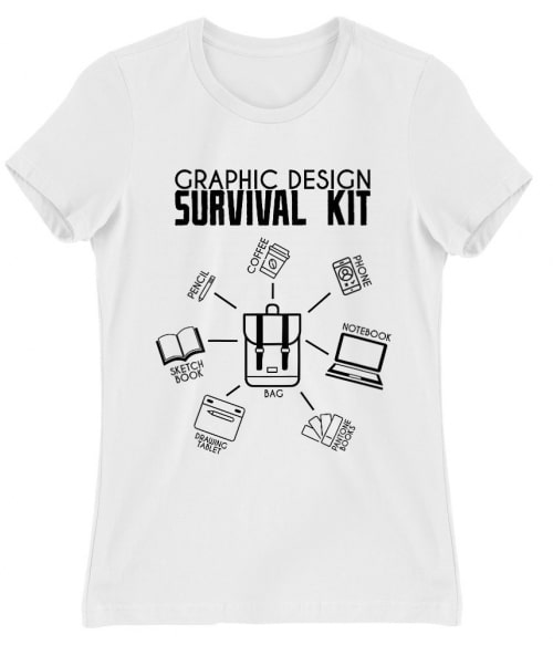 Graphic design survival kit Póló - Ha Graphic Designer rajongó ezeket a pólókat tuti imádni fogod!