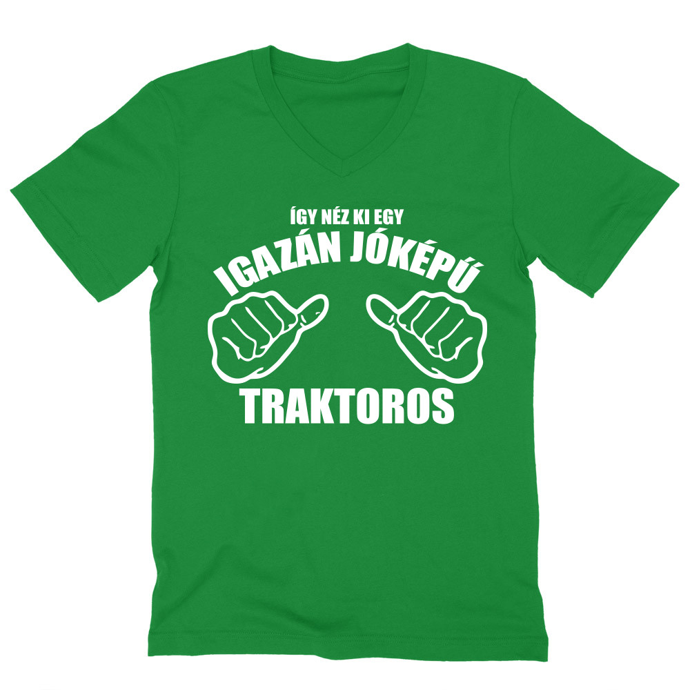 Jóképű traktoros Férfi V-nyakú Póló