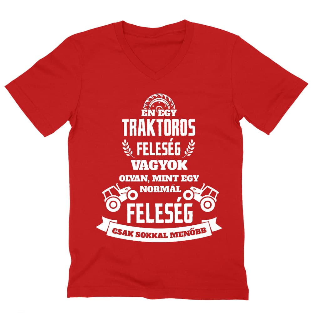 Traktoros feleség Férfi V-nyakú Póló