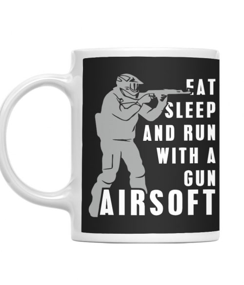 Eat sleep and run with a gun Extrémsport Bögre - Sport