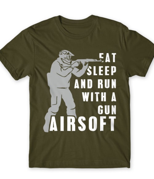 Eat sleep and run with a gun Airsoft Póló - Sport