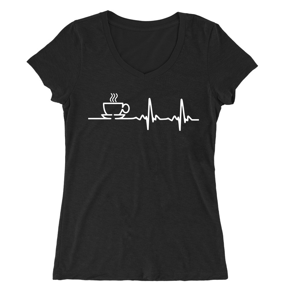 Coffee heartbeat Női V-nyakú Póló