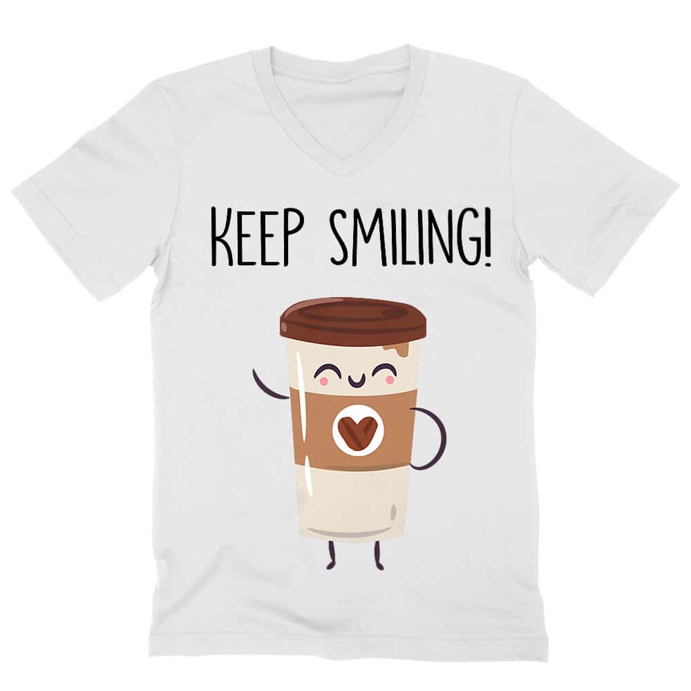 Keep smiling coffee Férfi V-nyakú Póló