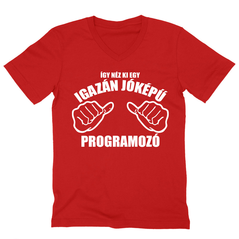 Jóképű programozó Férfi V-nyakú Póló