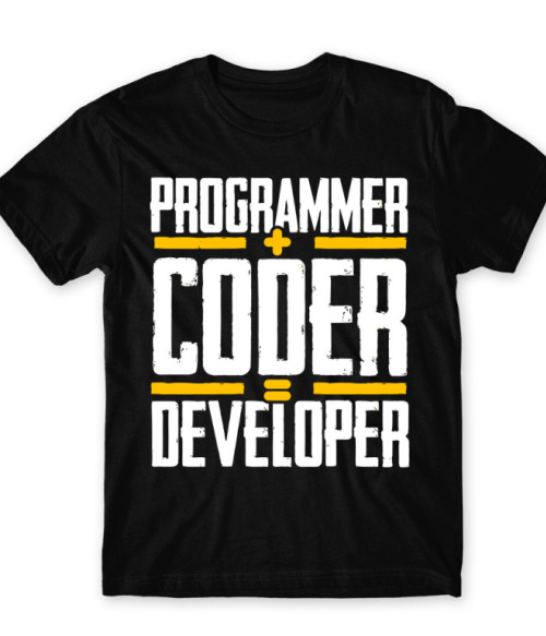 Programmer + coder = developer Programozó Póló - Programozó