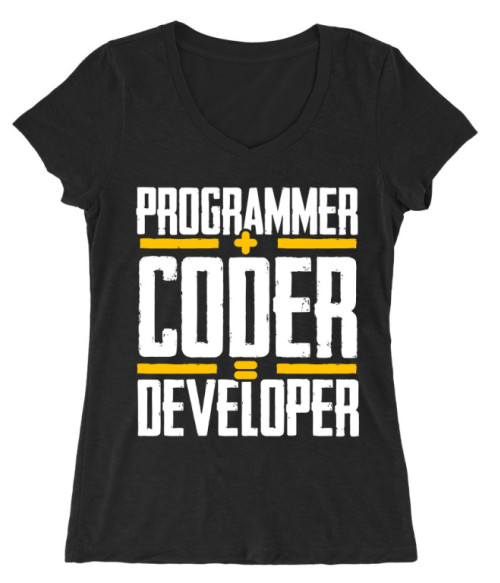Programmer + coder = developer Póló - Ha Programming rajongó ezeket a pólókat tuti imádni fogod!