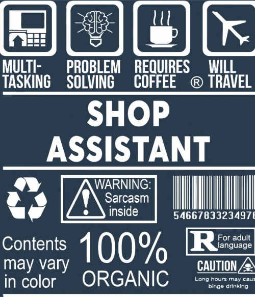 Shop assistant infographic Kereskedelem Pólók, Pulóverek, Bögrék - Pénztáros
