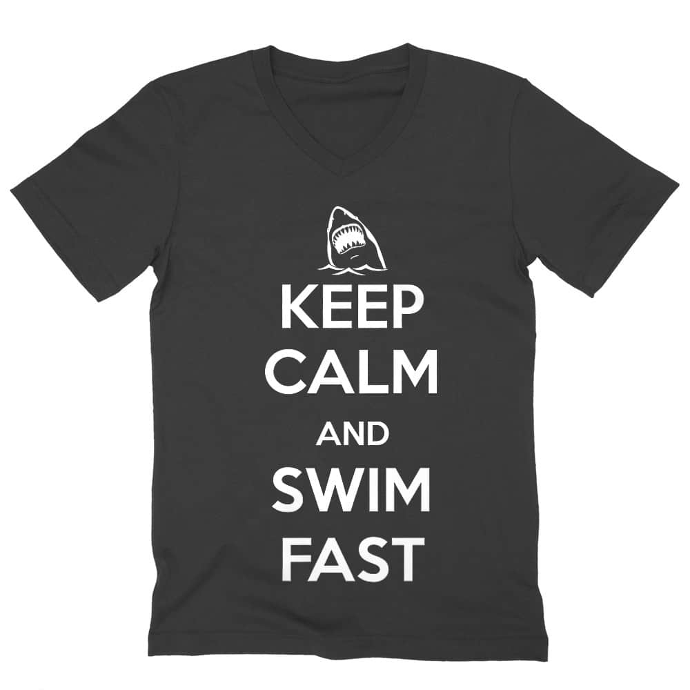 Keep Calm and Swim Fast Férfi V-nyakú Póló