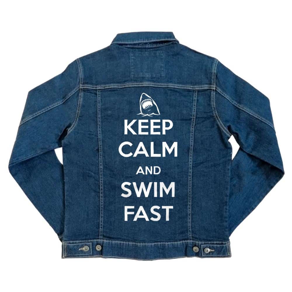 Keep Calm and Swim Fast Unisex Farmerkabát