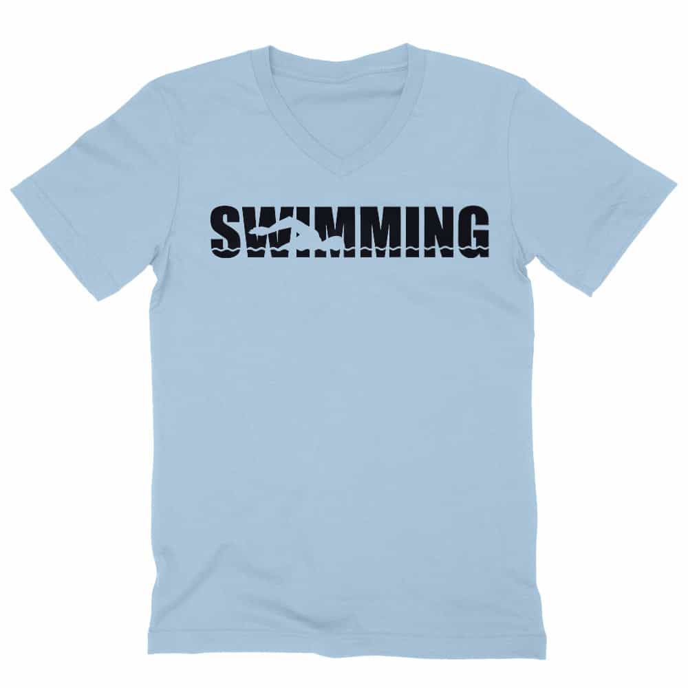 Swimming Text Férfi V-nyakú Póló