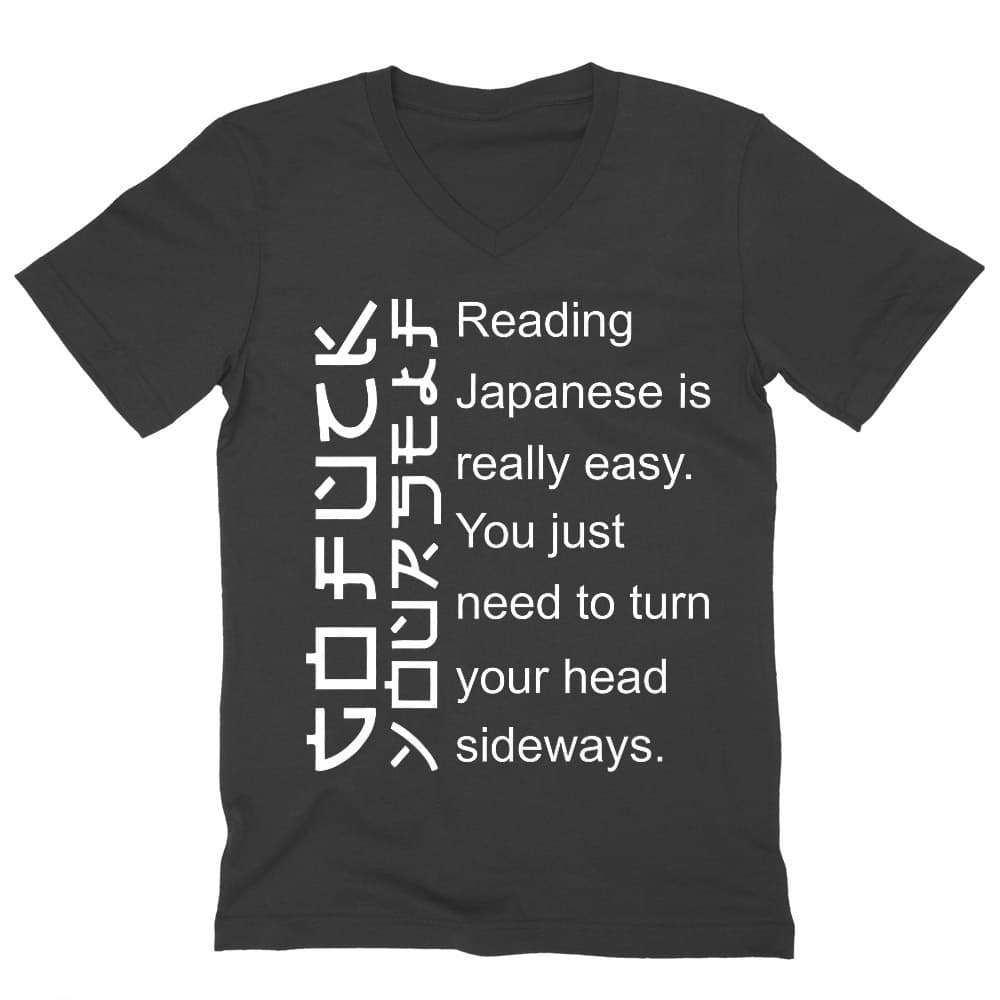 Reading japanese is easy Férfi V-nyakú Póló