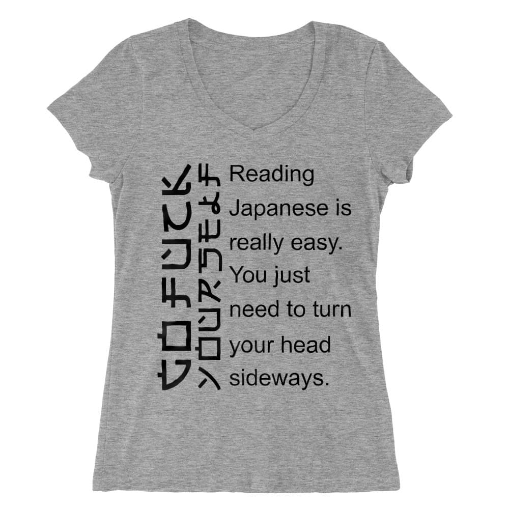 Reading japanese is easy Női V-nyakú Póló
