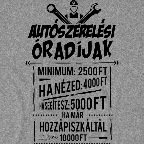 Autószerelési óradíjak Póló - Ha Car Mechanic rajongó ezeket a pólókat tuti imádni fogod!
